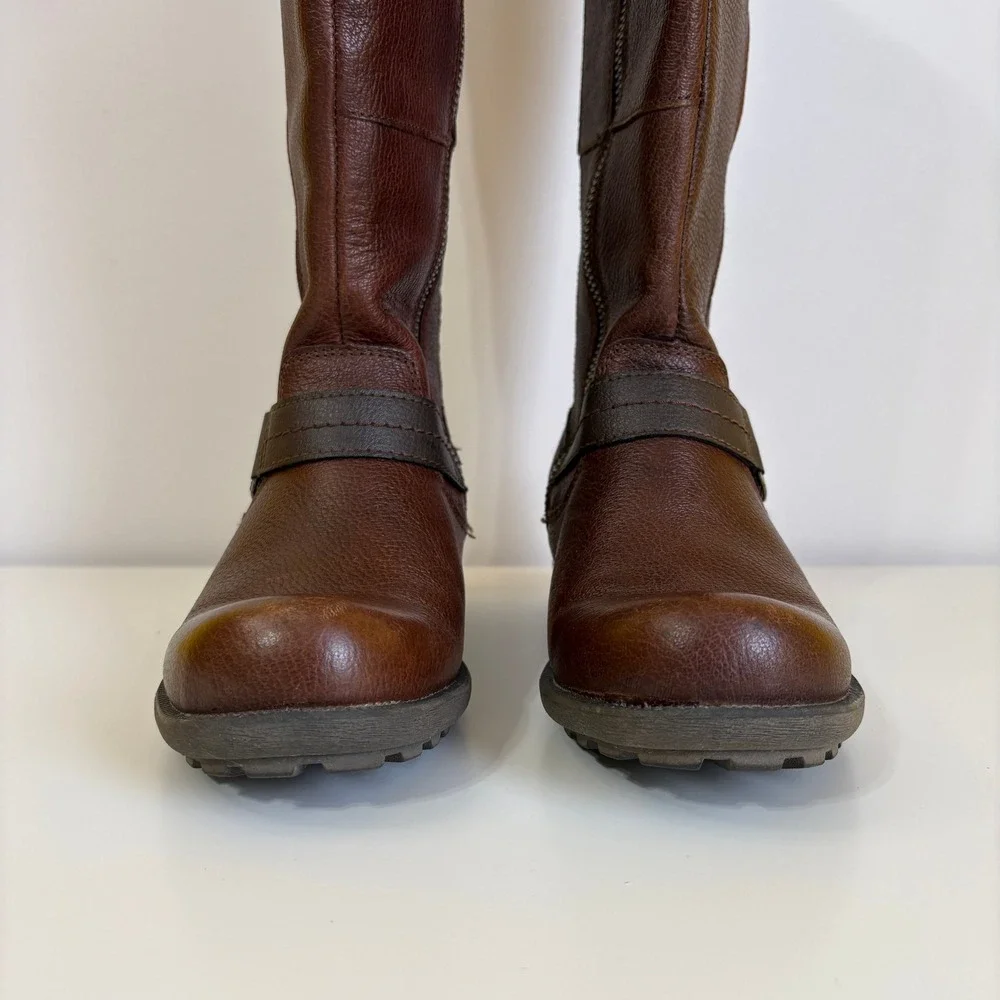 Earth Origins Women Harness Riding Equestrian Leather Boots 7.5 Brown Wide Shaft
